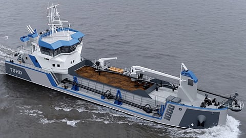 Rendering of Napier Port and Port Otago's future trailing suction hopper dredger