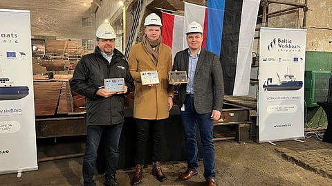 Keel-laying ceremony for the Estonian State Fleet's new biomethane-powered workboat