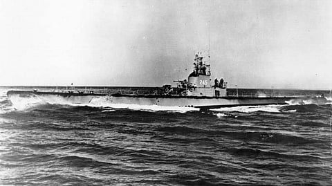 The Gato-class submarine USS Cobia underway (photo date unknown)