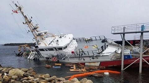 CCGS Corporal McLaren MMV following its sinking on November 26, 2018