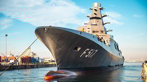 The Istif-class frigate TCG Izmit being launched at Sedef Shipyard