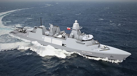 Rendering of a MIECZNIK-class frigate