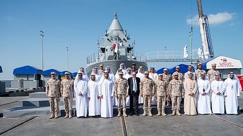 Launch of the UAE Navy's first Falaj 3-class offshore patrol vessel, January 14, 2025