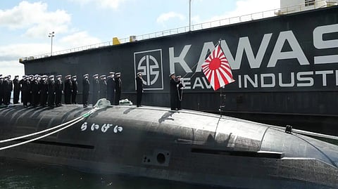 Commissioning ceremony of JS Raigei, the Japan Maritime Self-Defence Force's fourth Taigei-class submarine, March 6, 2025