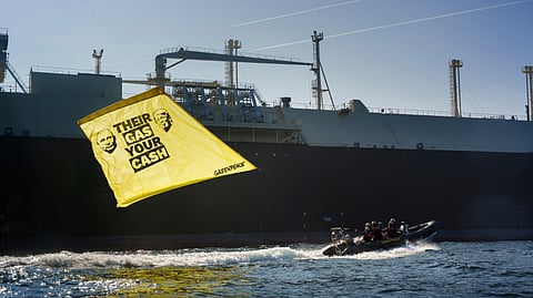 Far-left Greenpeace protests Europe's continued gas imports by blocking LNG carrier arriving in Belgium