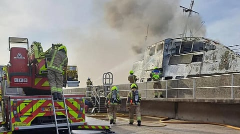 Laid-up River Mersey ferry catches fire in southeast London