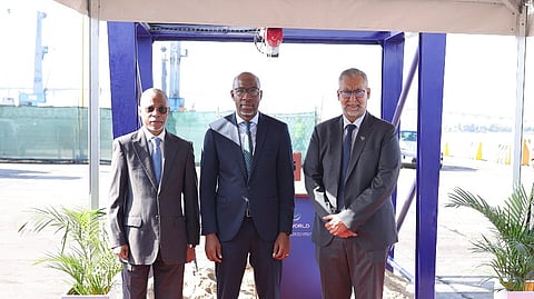 President and CEO MPDC Osorio Lucas, Minister of Transport and Logistics João Matlombe, and CEO and MD DP World sub-Saharan Africa Mohammed Akoojee