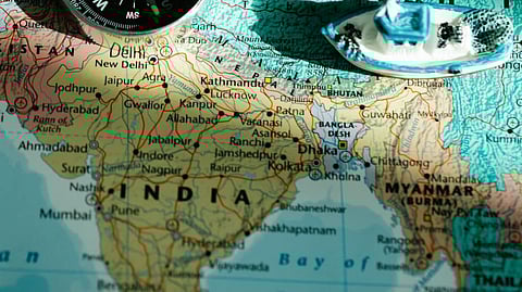 Map of India, Nepal and Myanmar