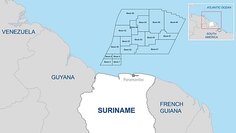 Map of Suriname offshore blocks