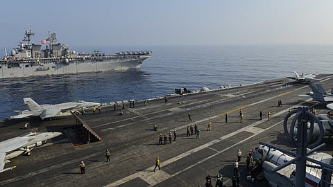 The Theodore Roosevelt Carrier Strike Group, Makin Island Amphibious Ready Group and the Ticonderoga-class guided-missile cruiser USS Port Royal (CG 73)