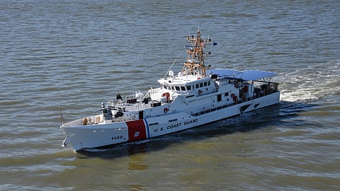 The US Coast Guard Sentinel-class fast response cutter USCGC Robert Ward arriving in San Francisco, February 22, 2019