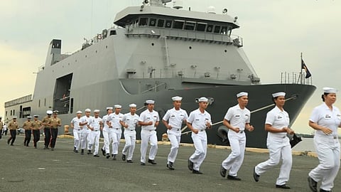 The Philippine Navy landing platform dock BRP Davao del Sur prepares to depart Manila's South Harbor for the Middle East to repatriate displaced Filipino citizens amid rising US-Iran tensions, January 14, 2020.
