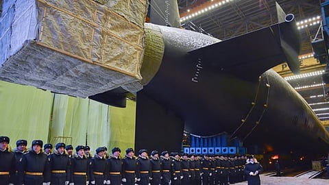 The Russian Navy Borei-A-class ballistic missile submarine Generalissimus Suvorov