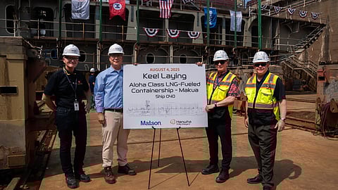 Keel-laying ceremony for Matson's newest LNG-powered container vessel, August 4, 2025