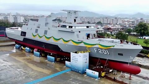 Launch ceremony of Jeronimo de Albuquerque, the Brazilian Navy's second Tamandare-class frigate, August 8, 2025