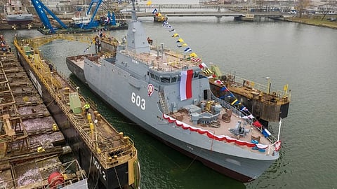 The Polish Navy mine countermeasures vessel ORP Mewa