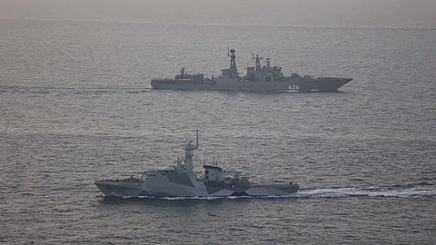 Royal Navy warship HMS Trent and a Wildcat helicopter have shadowed Russian vessels in UK waters during a five-day operation.