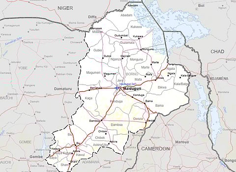 Map of Borno state, Nigeria