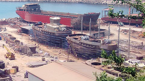 Vessels under construction at Med Yilmaz Shipping Industry's shipyard in Zonguldak, Turkey
