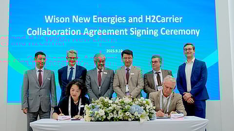 Signing of the collaboration agreement between Wison New Energies and H2Carrier at Gastech 2025 in Milan, September 10, 2025