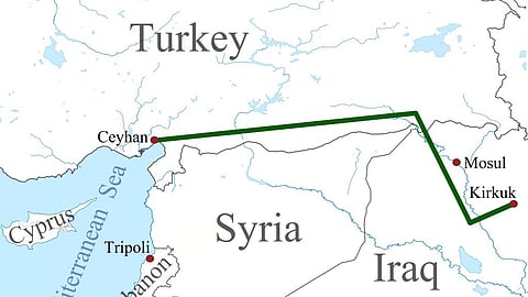 Map of Kirkuk-Ceyhan oil pipeline