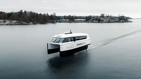 A 12-metre electric hydrofoil ferry. Ten ferries from the same series as this vessel will be operated by Thai transport company Seudamgo to and from Koh Kooh Island.