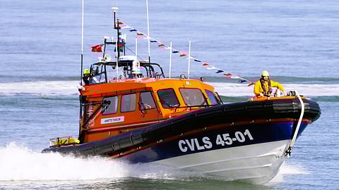 Caister Lifeboat's 14-metre rescue boat CVLS 45-01, now sporting her new name Annette Thurlow