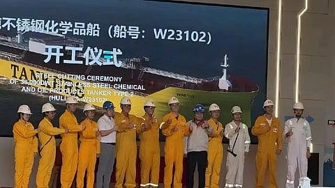 Steel-cutting ceremony for Stolt Tankers' new 38,000DWT chemical tanker