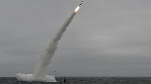 The crew of the US Navy fast-attack submarine USS Annapolis successfully launches Tomahawk cruise missiles off the coast of southern California as part of a Tomahawk Flight Test, June 26, 2018. 