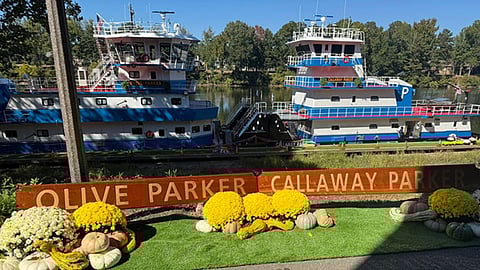 Christening ceremony of Parker Towing's pusher tugs Olive Parker and Callaway Parker