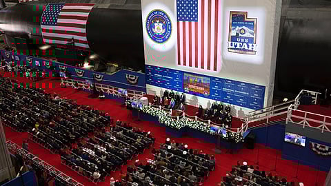 Christening ceremony of the US Navy Virginia-class attack submarine USS Utah
