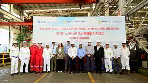Steel-cutting ceremony for Althea, Asso Subsea's new cable laying vessel, November 5, 2025