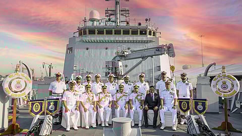 Commissioning of the Indian Navy Sandhayak-class survey vessel INS Ikshak, November 6, 2025