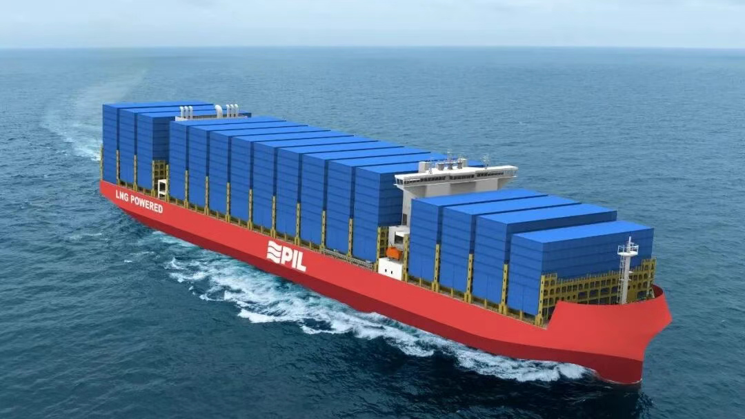 Rendering of a 9,000TEU container vessel