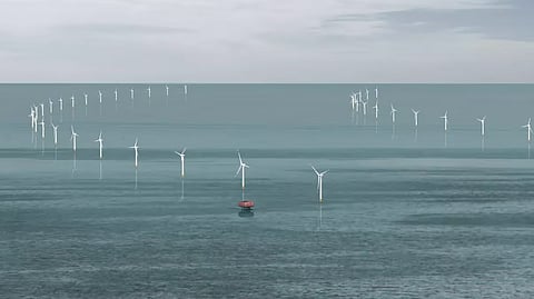 Turbines at the Rimini offshore wind farm in the Adriatic Sea off Italy