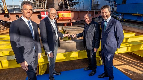 Keel-laying ceremony for Dana V, the Danish National Institute of Aquatic Resources' future research vessel, November 20, 2025