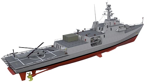 Rendering of a Gibbs and Cox 88-metre corvette