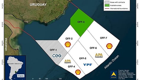 Map of Uruguay's offshore exploration blocks