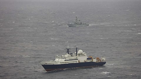HMS Somerset shadowing Russian research ship Yantar in the North Sea