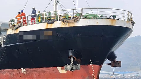 The unnamed cargo ship at the Port of Gamcheon shortly after the incident, November 29, 2025