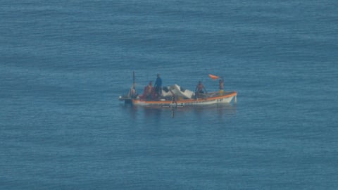 The drifting boat as seen from the Challenger aircraft, December 1, 2025