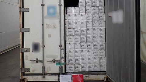 The seized container laden with cocaine