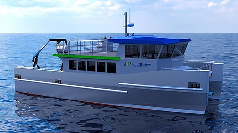 Rendering of Brewer, SoundWaters' future catamaran research vessel