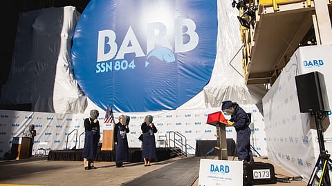 Keel-laying ceremony of the future USS Barb, the US Navy's 31st Virginia-class submarine, December 9, 2025