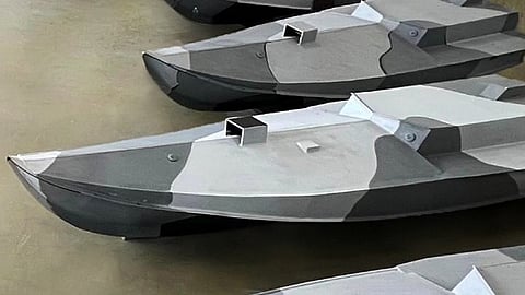 A lineup of Ukrainian Sea Baby unmanned surface vehicles