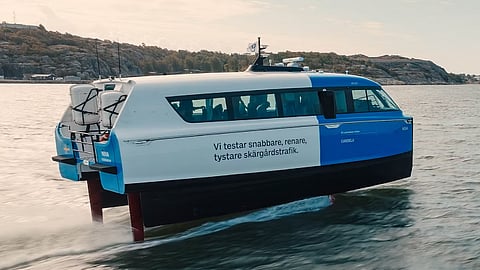 The 12-metre electric hydrofoil ferry