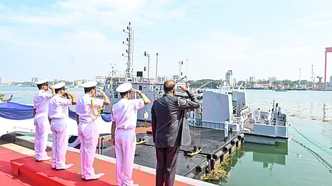 Commissioning ceremony of the Indian Navy dive support vessel A20, December 16, 2025