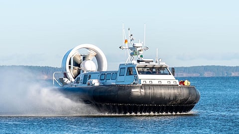 A Griffon Marine hovercraft underway