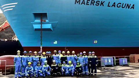 The crew of the containership Maersk Laguna in between voyages during the first few months of the Covid-19 pandemic