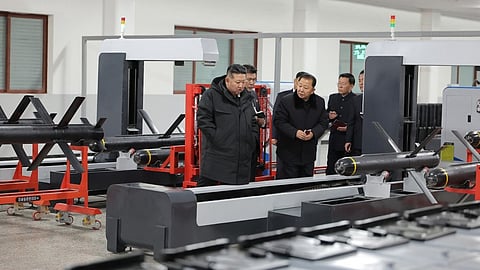 Kim Jong Un surveys tactical guided weapons on his latest visit to a munitions factory